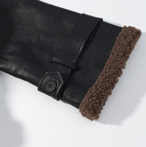 Women’s Leather Aviator Jacket – Short and Shearling-Lined