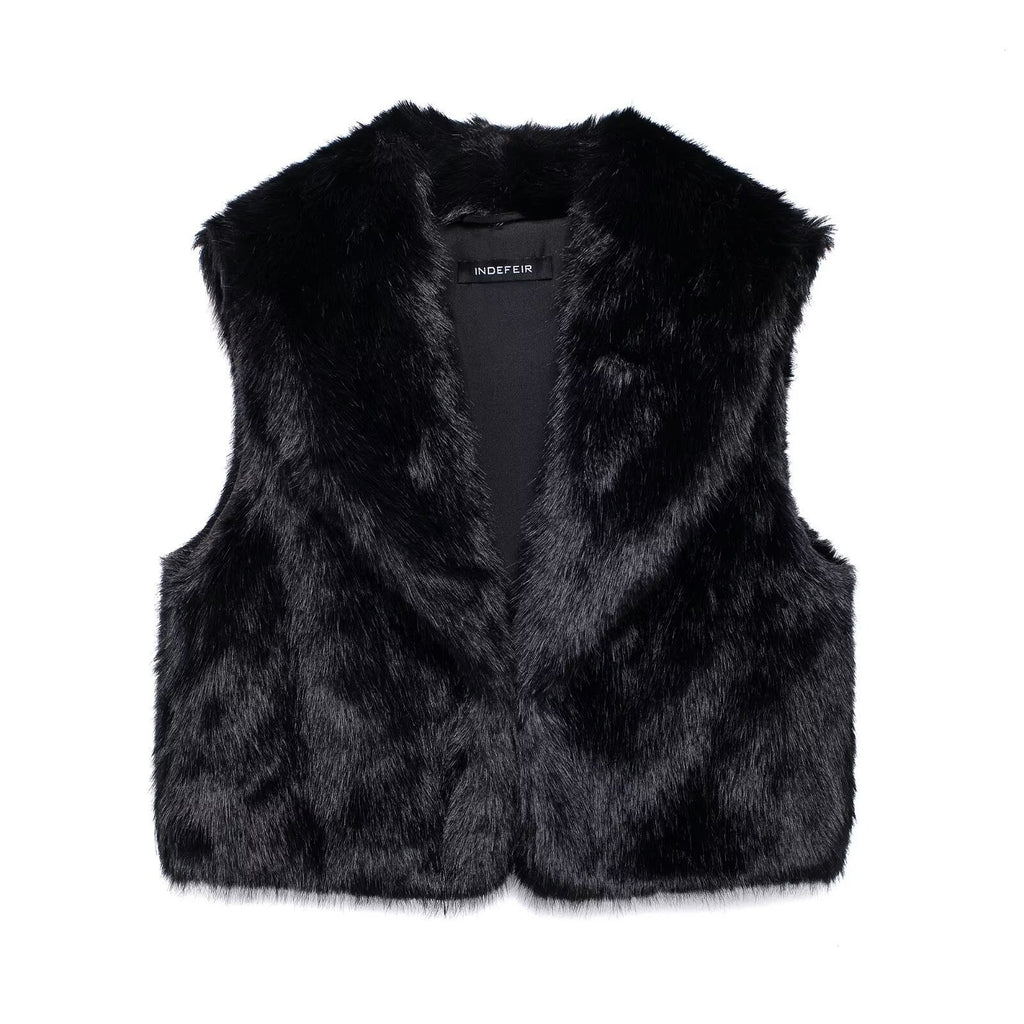 Women’s Fur Vest – Sleeveless Cardigan Style Outerwear