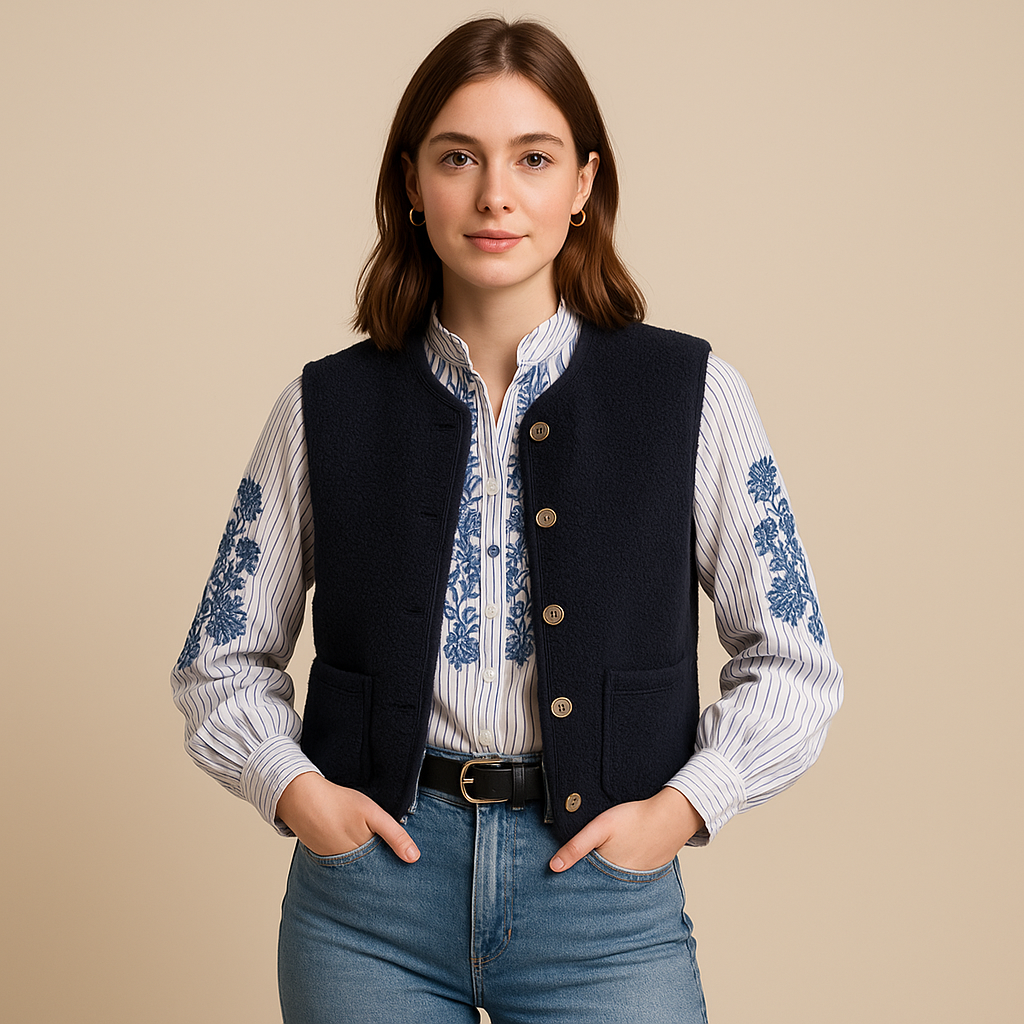 Women’s Warm Lambswool Vest – Sleeveless Buttoned Outerwear