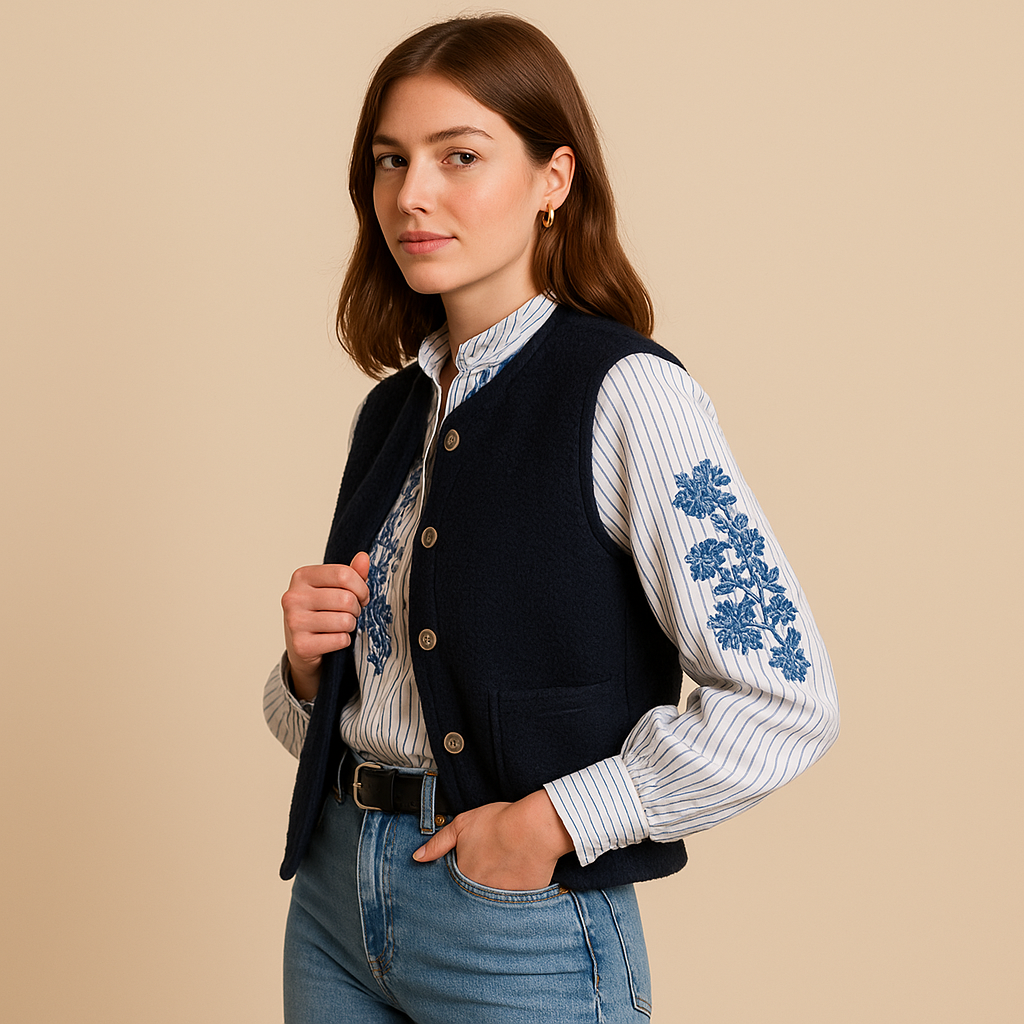 Women’s Warm Lambswool Vest – Sleeveless Buttoned Outerwear