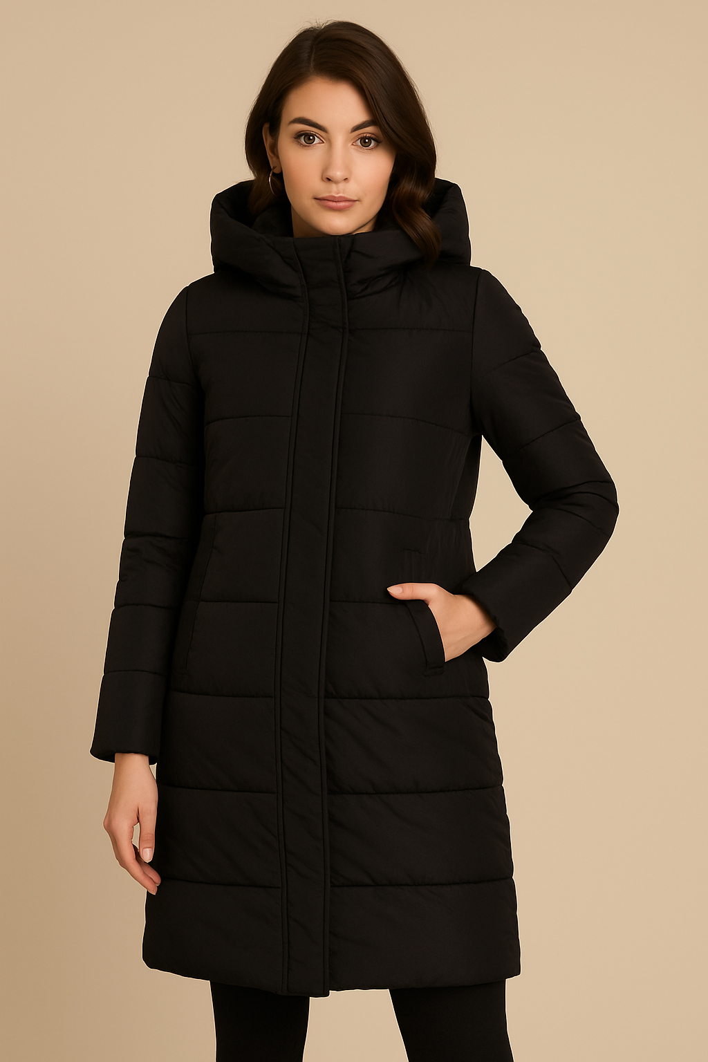Women’s Long Hooded Puffer Coat – Warm, Slim Fit and Cold-Resistant