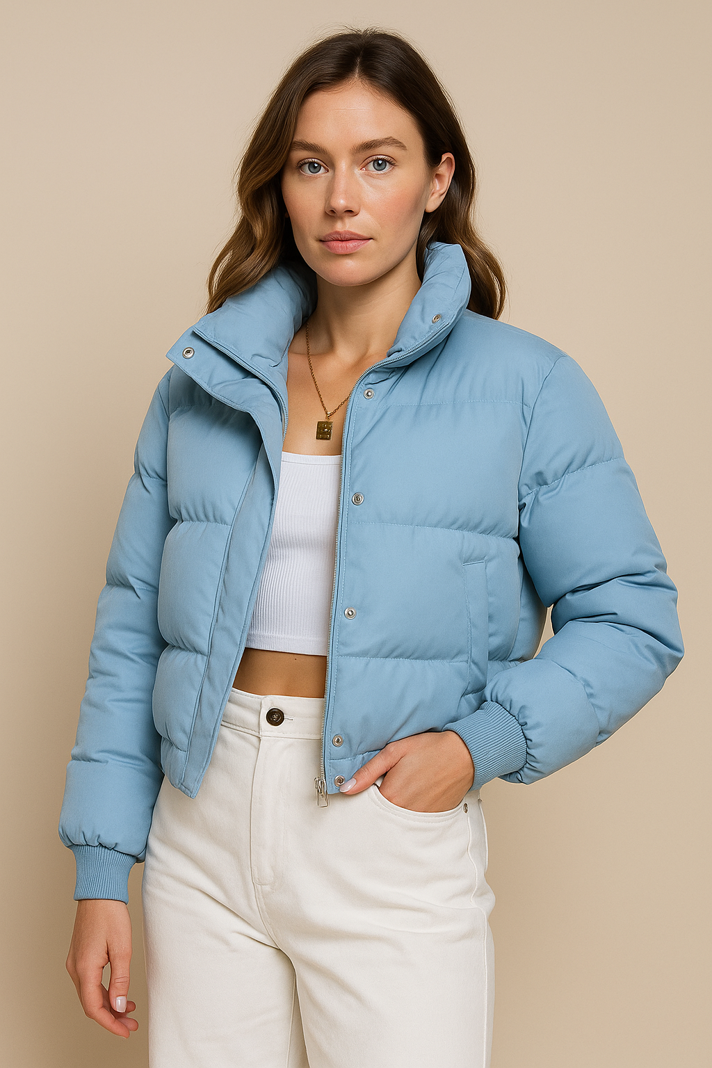 Women’s Cropped Puffer Jacket – Lightweight, Warm and Casual