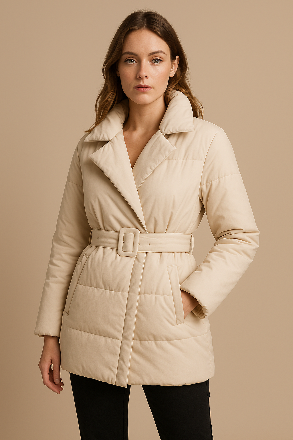 Women’s Belted Puffer Coat – Warm, Slim Fit and Stylish