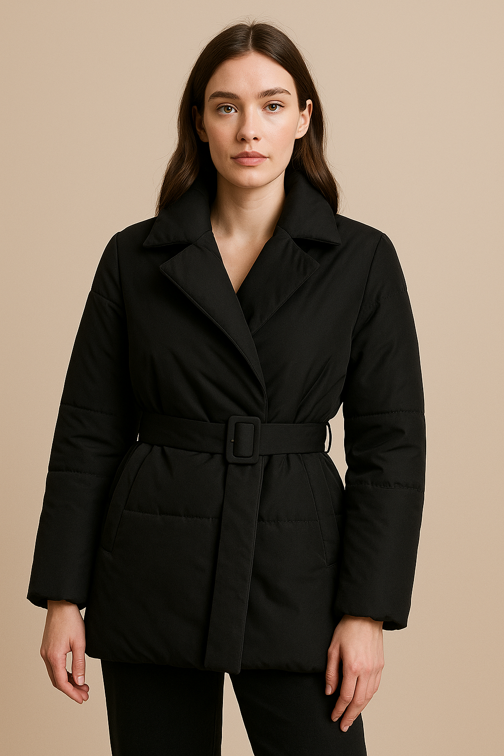 Women’s Belted Puffer Coat – Warm, Slim Fit and Stylish