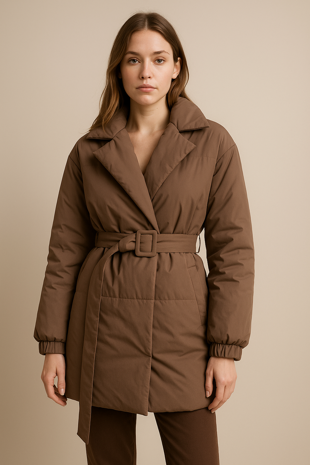 Women’s Belted Puffer Coat – Warm, Slim Fit and Stylish