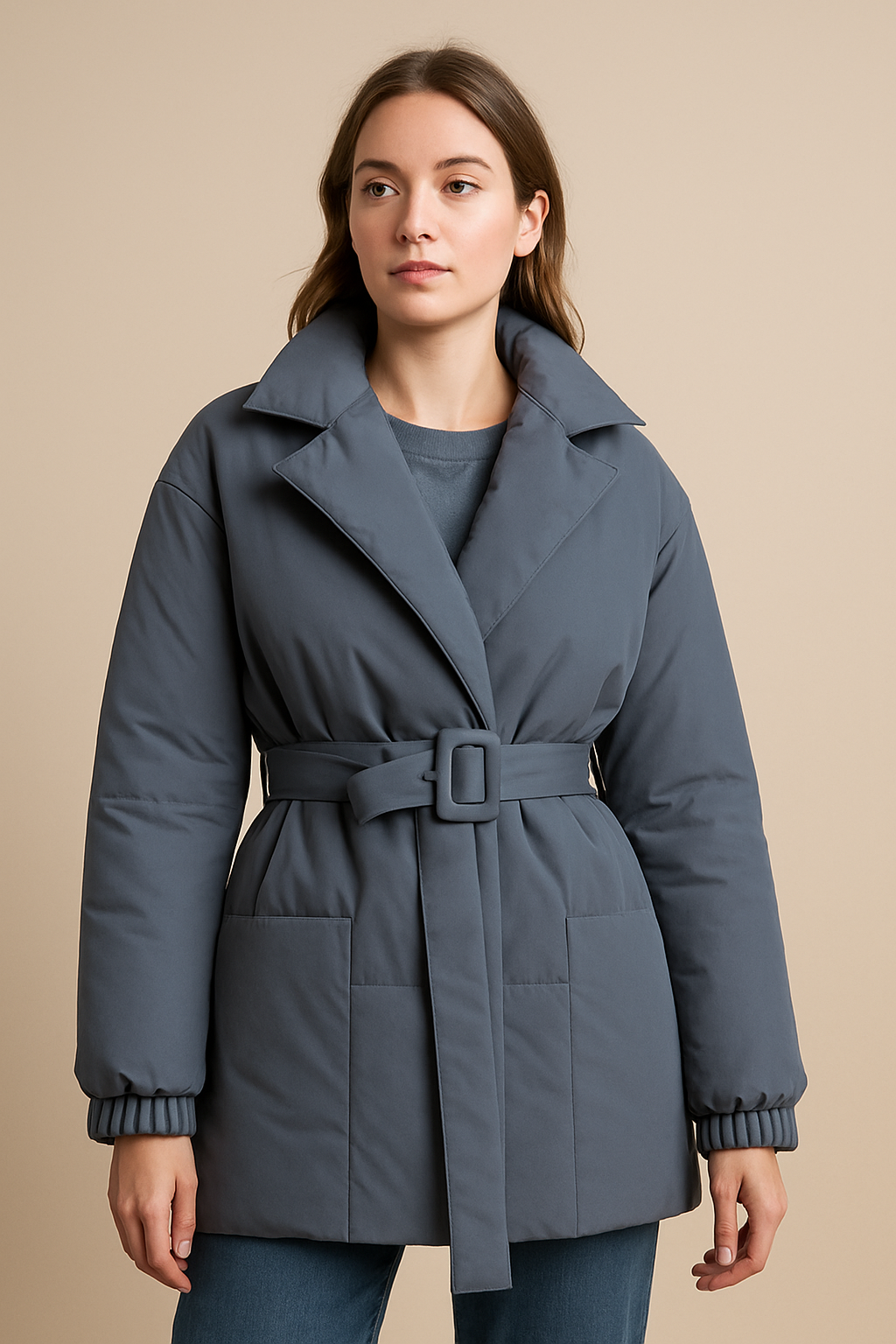 Women’s Belted Puffer Coat – Warm, Slim Fit and Stylish