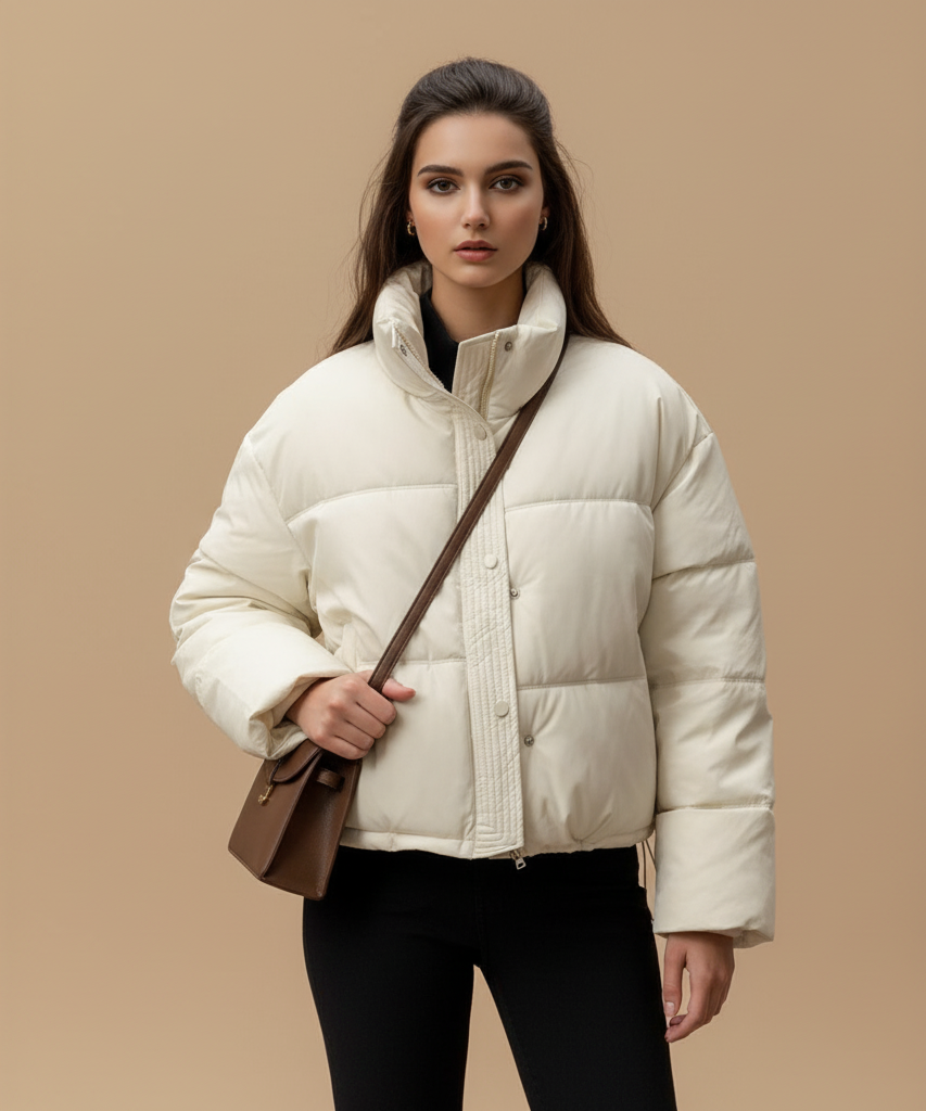 Women's Faux Leather Puffer Jacket – Winter Warm Quilted Coat