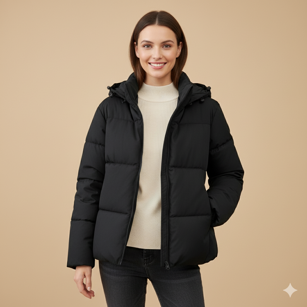 Women's Puffer Jacket – Windproof Hooded Down Cotton Coat