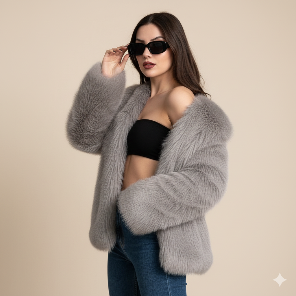 Women's Short Faux Fur Coat – Chic Winter Elegance