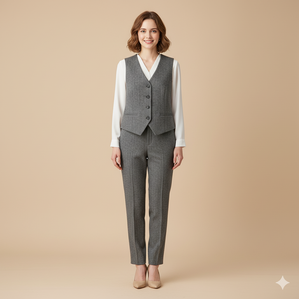 British Old Money Style Woolen Vest – Elegant Women’s Spring Waistcoat