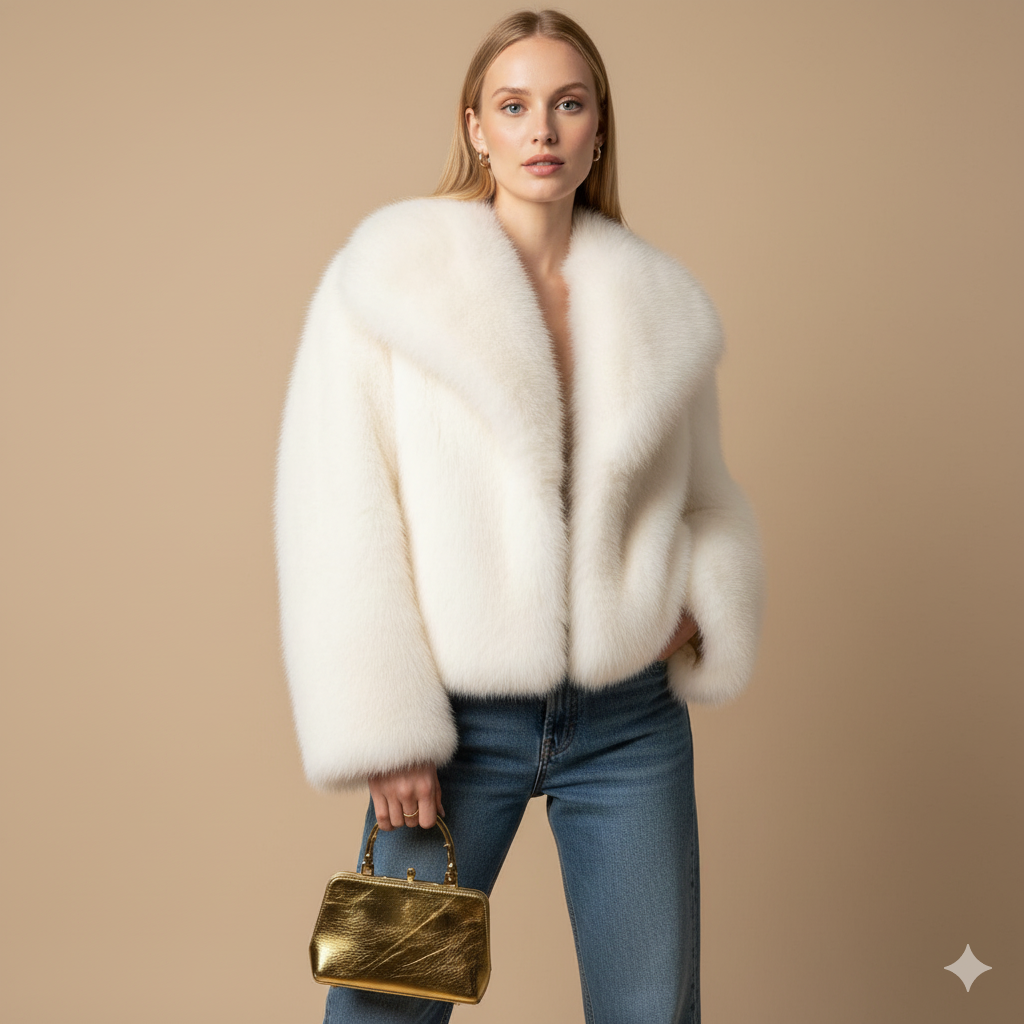 Women's Short Faux Fur Coat – Chic Winter Elegance