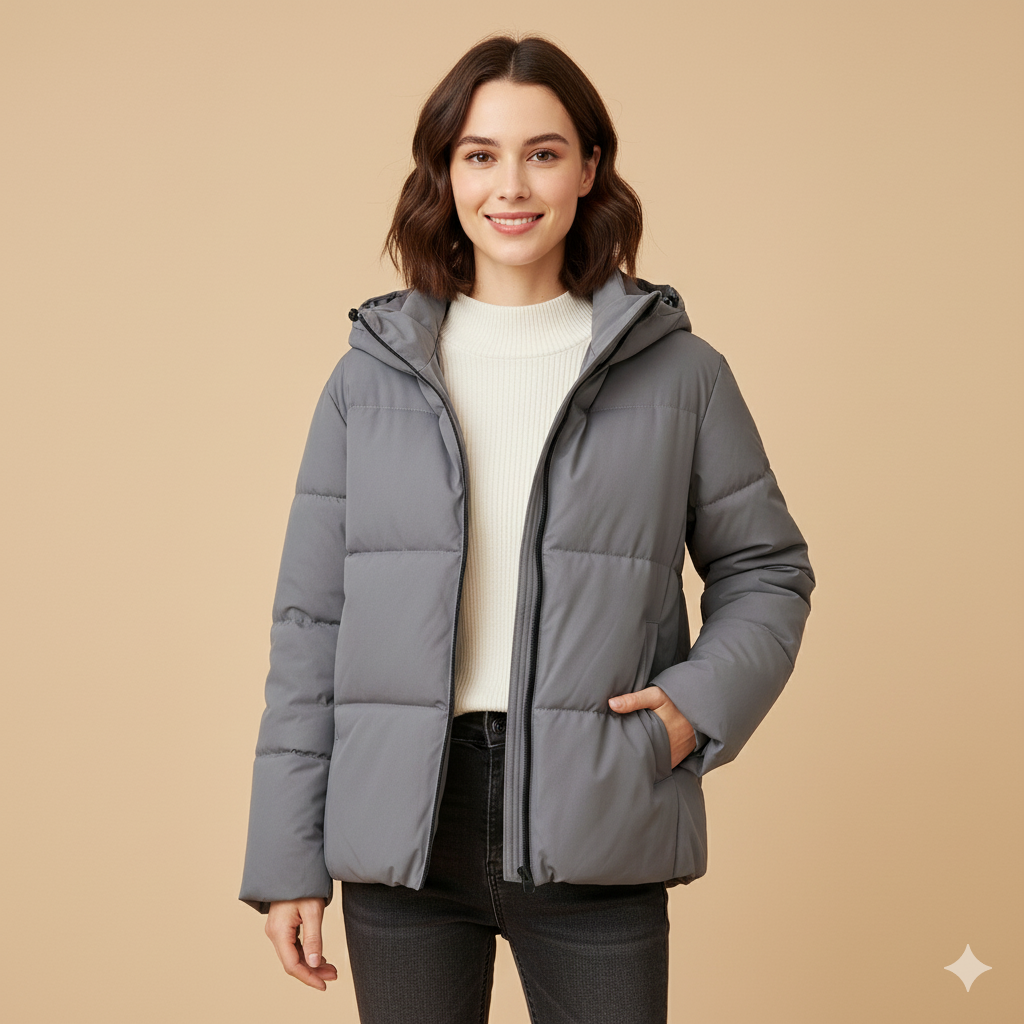 Women's Puffer Jacket – Windproof Hooded Down Cotton Coat
