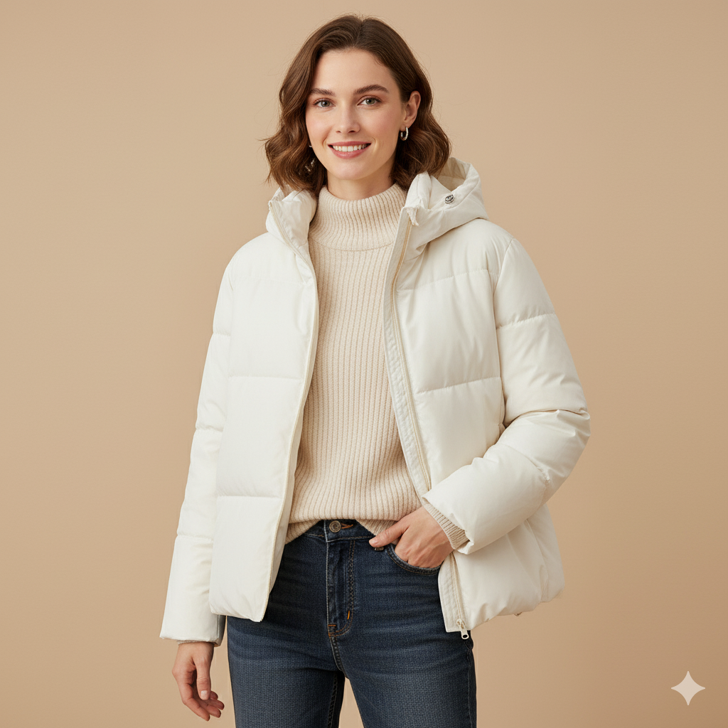 Women's Puffer Jacket – Windproof Hooded Down Cotton Coat