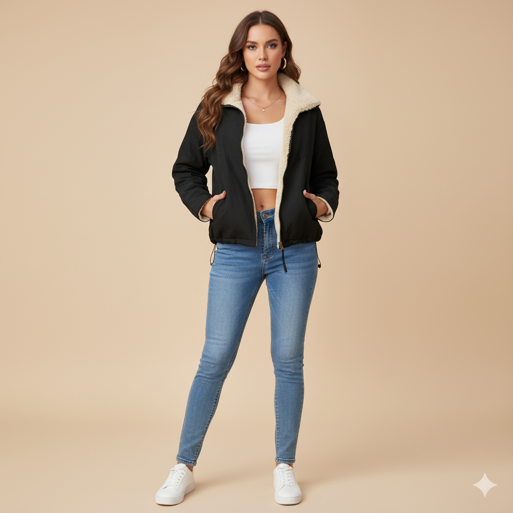 Women's Cotton-Padded Jacket – Velvet Stand Collar Coat