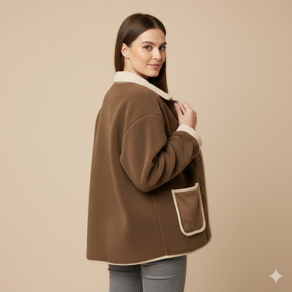 Women’s Thick Fleece Splicing Jacket – Soft Warm Sherpa Outerwear