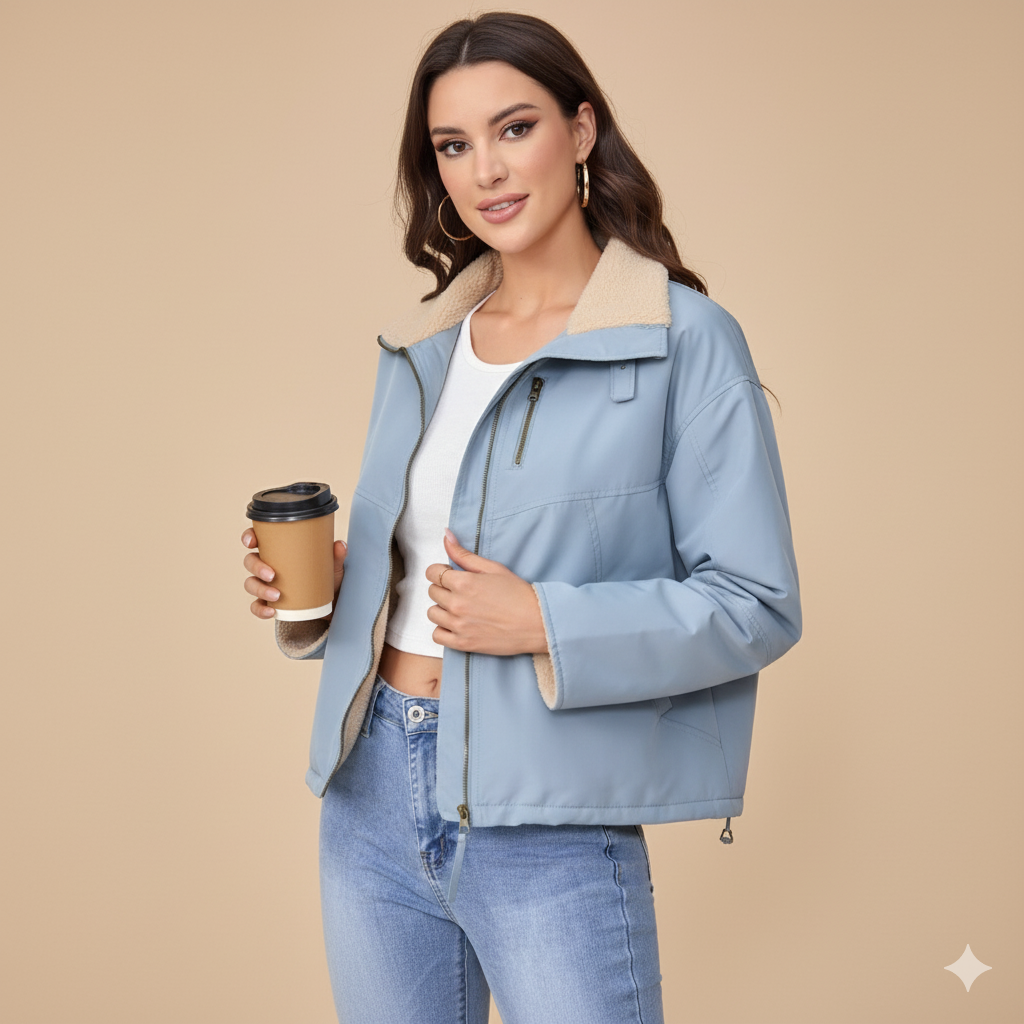 Women's Cotton-Padded Jacket – Velvet Stand Collar Coat