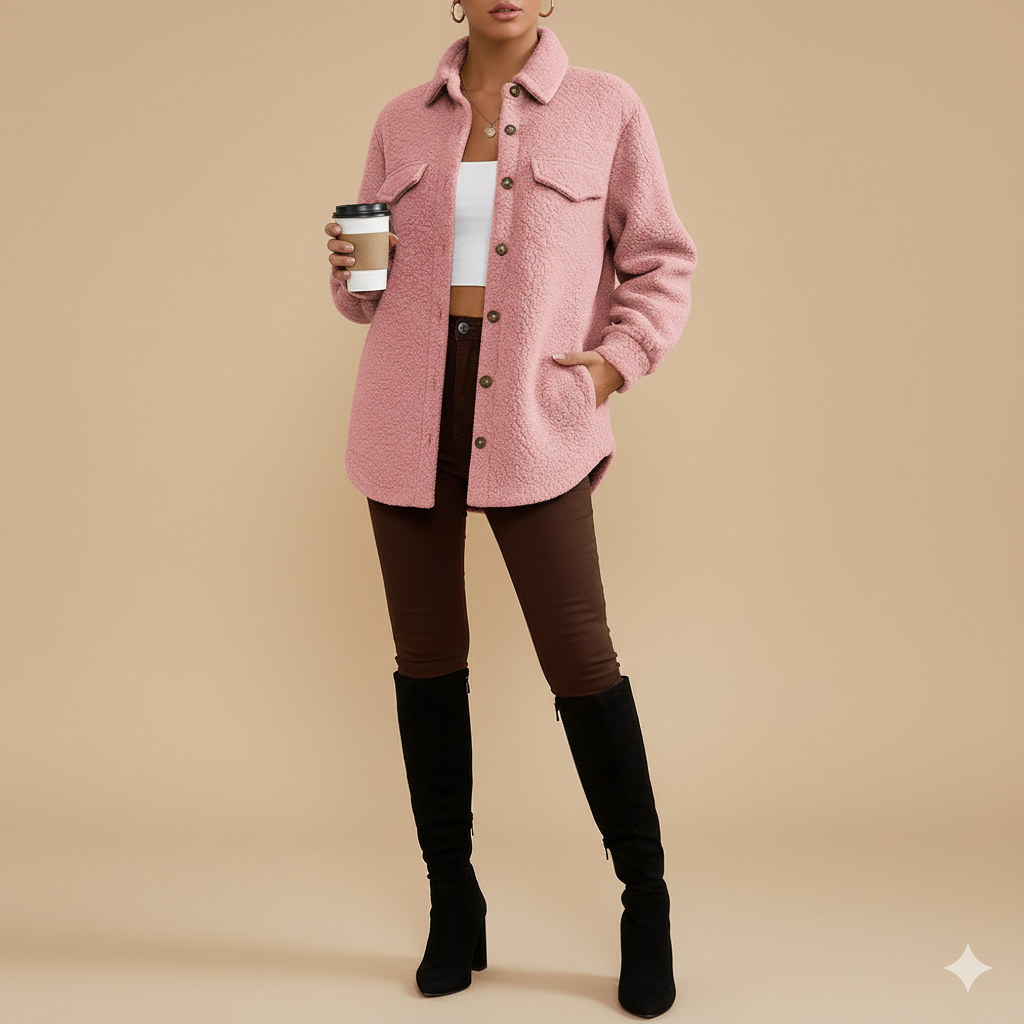 Women's Fleece Shirt Jacket – Soft Lapel Overshirt