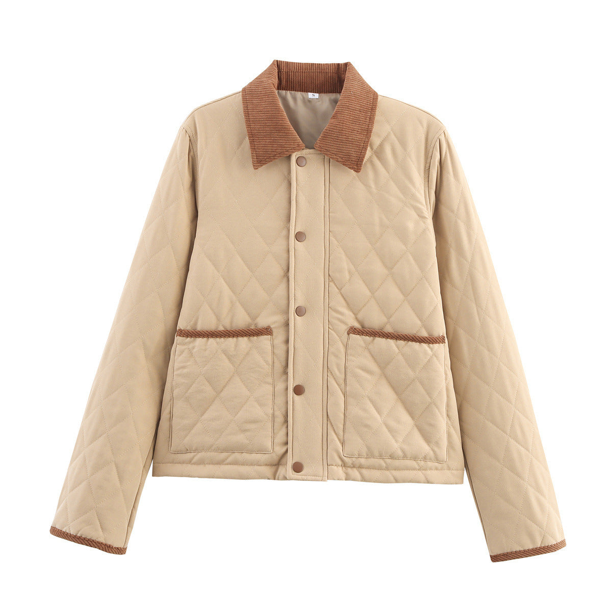Women’s Corduroy Lapel Quilted Jacket – Short, Warm and Casual
