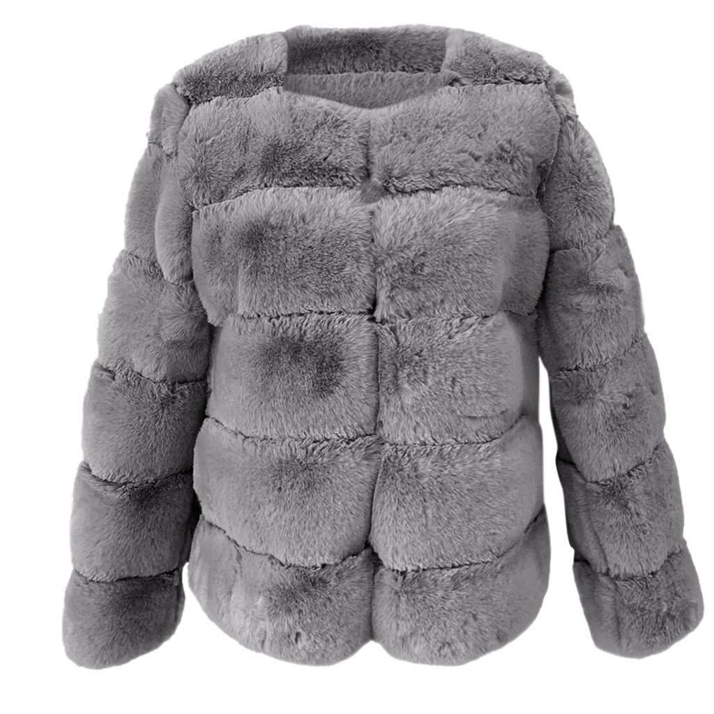 Women's Luxury Faux Fur Coat – Horizontal Stitch Design