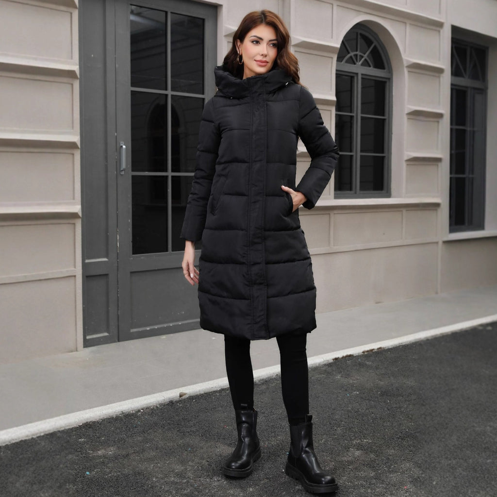 Women’s Long Hooded Puffer Coat – Warm, Slim Fit and Cold-Resistant