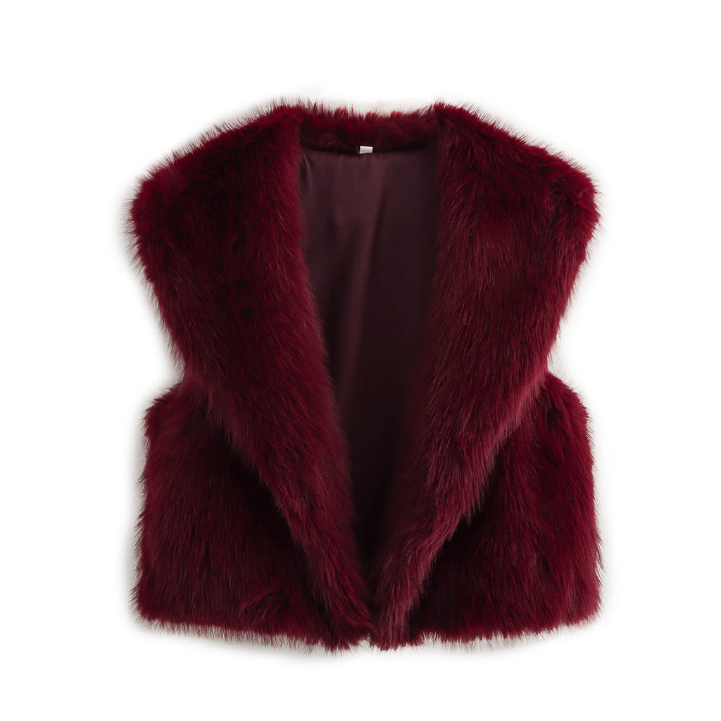 Women’s Fur Vest – Sleeveless Cardigan Style Outerwear