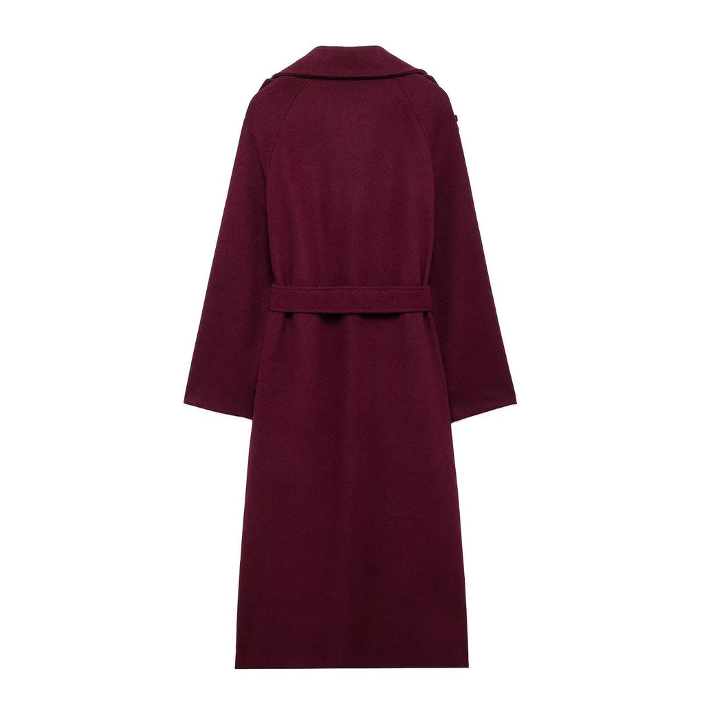Women’s Wool Trench Coat – Long, Belted and Double-Breasted